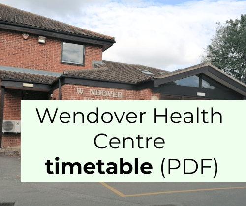 Older adult activity timetable for Wendover Health Centre